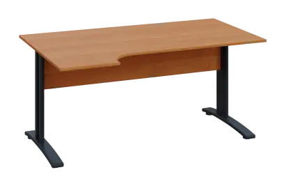 CRK 28 - 164 stůl kancelářský, rohový, levý, kovová podnož černá, deska 25 mm, široký 1600 mm, olše